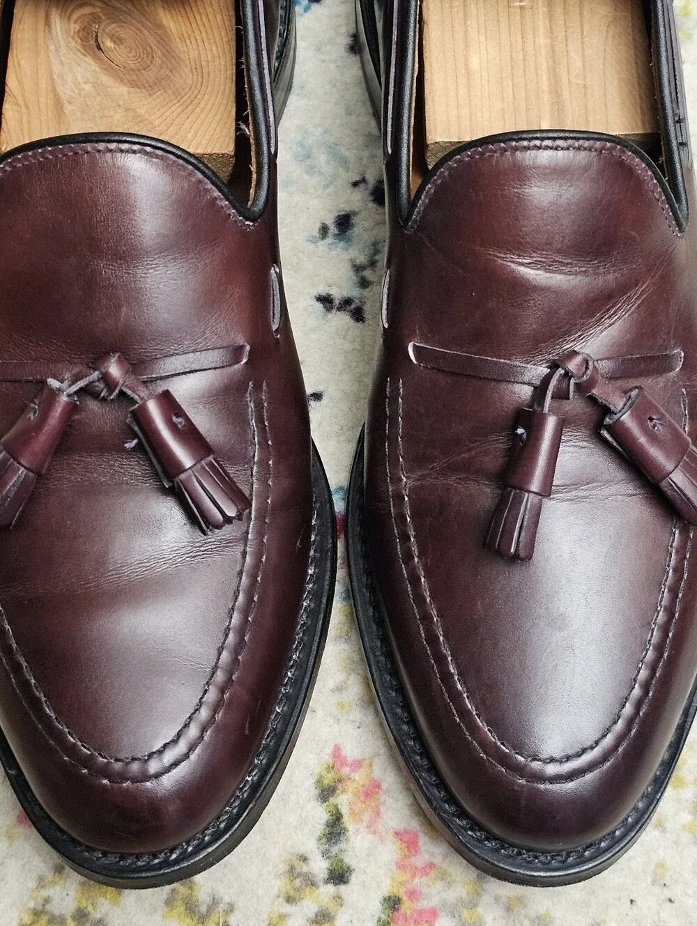 Allen Edmonds Grayson Tassel Loafers Men's Dress Shoes 8.5 D Burgundy Oxblood